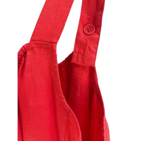 $238  EILEEN FISHER Organic Linen Midi Cami Dress Sundress | Sz L, Flame Red - Picture 11 of 14